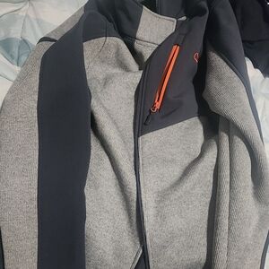 CB Casual Gray and Black Windbreaker with Orange Accent